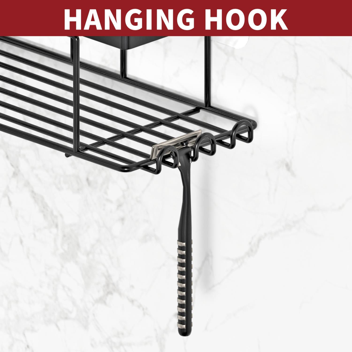 Vinsani 3-Piece Black Corner Shower Caddy – No-Drill Bathroom Storage