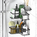 Vinsani 3-Piece Black Corner Shower Caddy – No-Drill Bathroom Storage